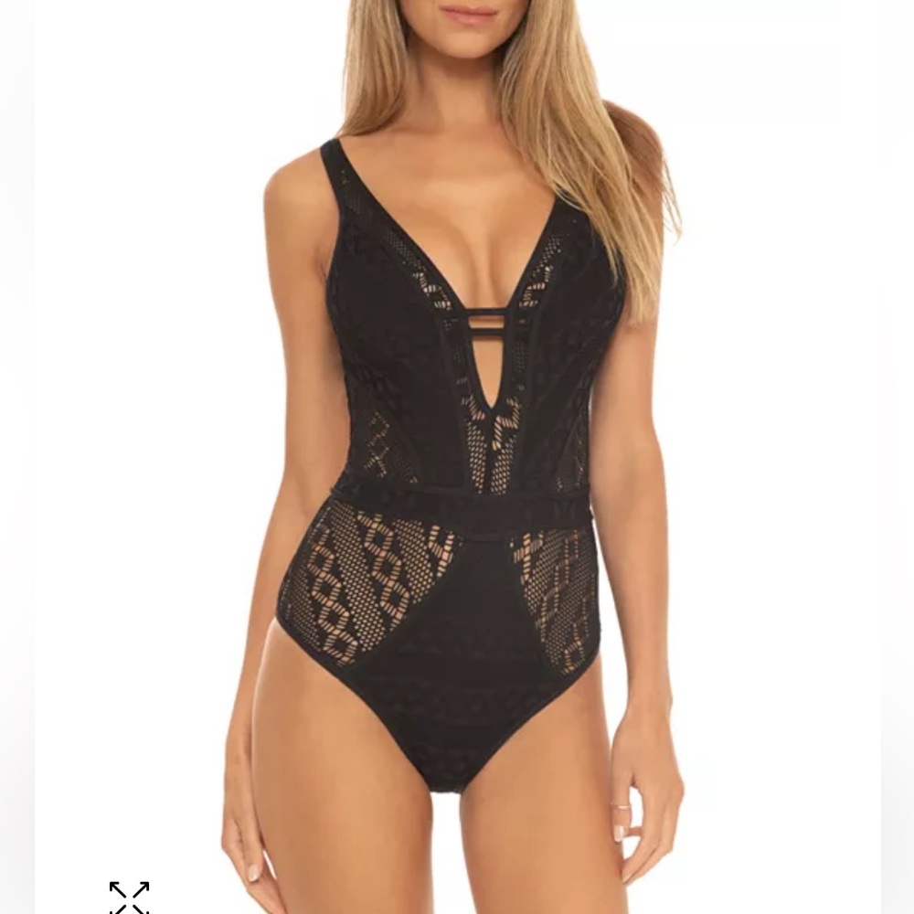 BECCA® by Rebecca Virtue Color Play Plunge Neck One Piece Swimsuit
